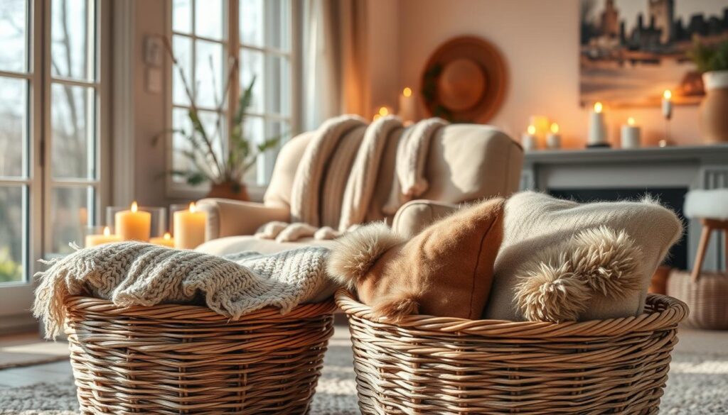 home decor candles blankets